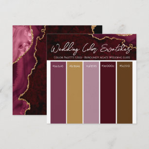 Burgund-Einladung zur Hochzeit mit Farbpalette aus Einladung