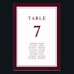 Burgund Elegant Einfache Minimale Hochzeit an der  Tischnummer<br><div class="desc">Die elegante und minimalistische Tischnummer der Grenzhochzeit besticht durch eine elegante Bordeaux-Doppelgrenze mit bordeauxfarbenem Text und Schrift.</div>