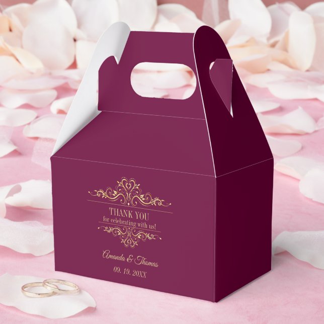 Burgund elegante goldene Rahmen Hochzeit Geschenkschachtel (Hochzeit)