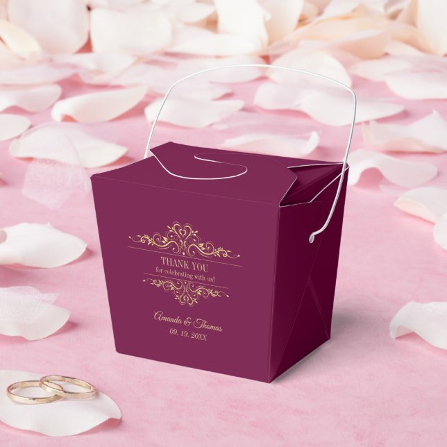 Burgund elegante goldene Rahmen Hochzeit Geschenkschachtel (Hochzeit)