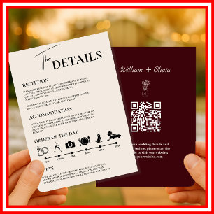 Burgund & Elfenbein Formale Hochzeitsablauf QR Einladung