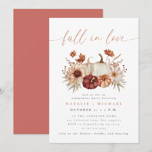 Burgund Fall in Love Florale Verlobungsfeier Einladung