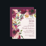 Burgund Floral 80. Geburtstag Großmutter<br><div class="desc">Schönes und elegantes lila, bordeauxrot und rot rosa Aquarell florale, botanische 80. Geburtstagsparty Einladung für eine "Mutter, Großmutter und Freund". Diese Geburtstagsfeier lädt mich in meine Birthday Party Collection ein. Kontaktieren Sie mich, um Hilfe bei Ihren Anpassungen zu erhalten oder um zusätzliche Matching oder Koordination von Zazzle-Produkten für Ihr Party...</div>