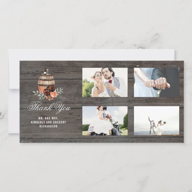 Burgund Floral Barrel Rustic Danke Hochzeit (Vorderseite)