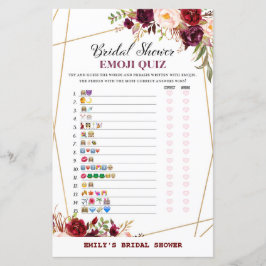 Burgund Floral Brautparty Game, Polterabend