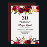 Burgund Floral Elegant 30. Geburtstag Party laden  Einladung<br><div class="desc">Burgundy Floral Elegant 30. Geburtstag Party Einladung Siehe Matching Kollektion in Nest und Nest Store</div>