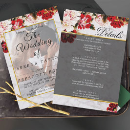 Burgund Floral Elegant Vellum Hochzeit Einladung