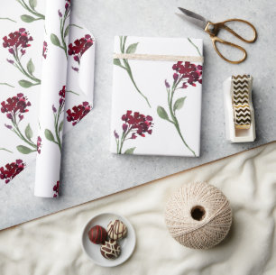 Burgund Floral Elegante Rustikale Einfache Hochzei Geschenkpapier