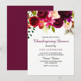 Burgund Floral Erntedank Dinner Party einladen Einladung