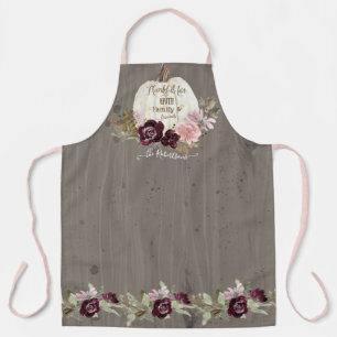 Burgund Floral Fall Rustikale Blätter Weiße Pump Schürze