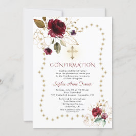 Burgund-Floral-Gold-Glitzer-Glitzern-Bestätigung Einladung