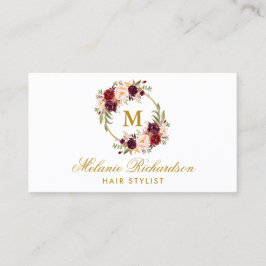 Burgund Floral Gold Haare Stylist Ernennung Terminkarte