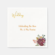 Burgund Floral & Gold Schrift Hochzeit