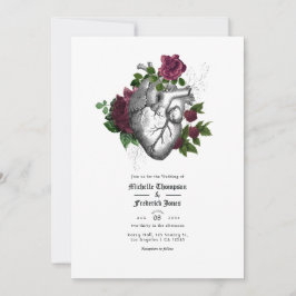 Burgund floral Gothic Hochzeitseinladung Einladung