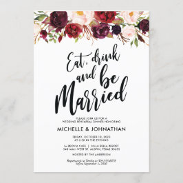 Burgund Floral Hochzeit Probe Dinner Einladung