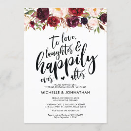 Burgund Floral Hochzeit Probe Dinner Einladung