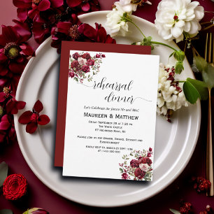 Burgund Floral Moderne Probe Dinner Hochzeit Einladung