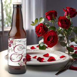 Burgund Floral Moderne "The Night Before" Hochzeit Bierflaschenetikett