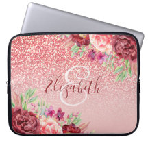 Burgund Floral Rose Gold Glitzer Personalisiert