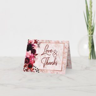 Burgund Floral & Rose Gold Hochzeit Vielen Dank Dankeskarte