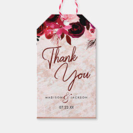 Burgund Floral & Rose Gold Hochzeit Vielen Dank Geschenkanhänger