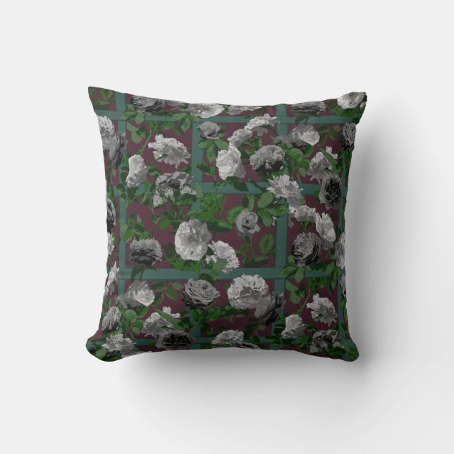 Burgund-Floral-Rose Kissen (Vorderseite)