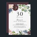 Burgund Floral und Grüne 30. Geburtstag Party Einladung<br><div class="desc">Diese bordeauxfarbene Party Einladung aus Blumen und Grün aus dem 30. Jahrhundert eignet sich perfekt für eine moderne Geburtstagsfeier. Das elegante Boho Design besticht durch die Aquarellmauer,  die Blume in Rosa und Rosa im Schatten mit kunstvoll gepflegten Details.</div>