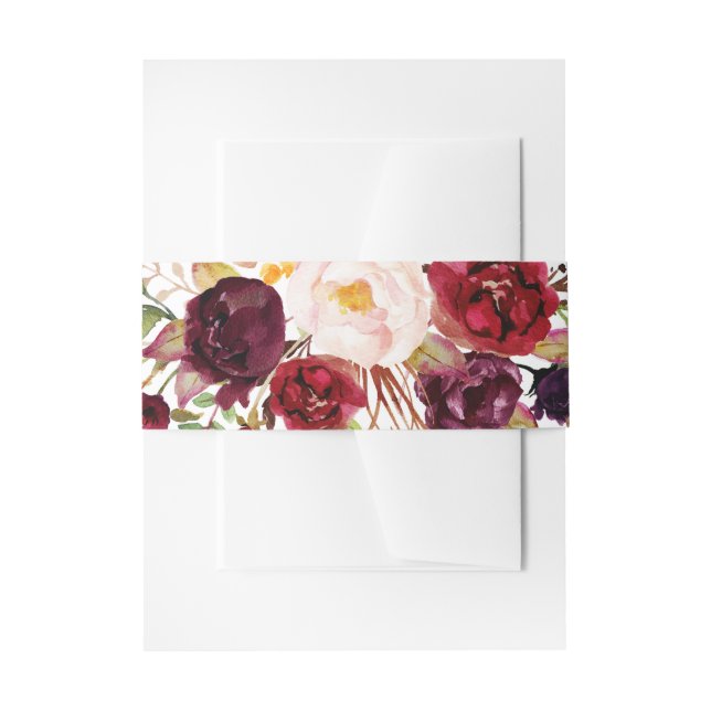 Burgund Floral Wedding Einladung Bly Band (Vorderseite Beispiel)