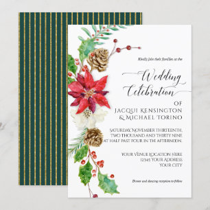 Burgund Floral Weihnachten Grüne Gold Heilige Hoch Einladung