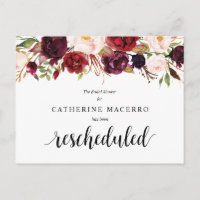 Burgund Florals, Schwarz, Brautparty verschoben