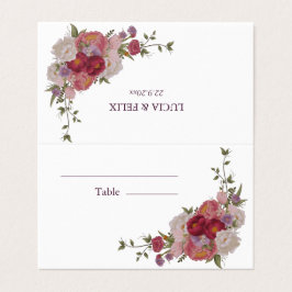 Burgund Forest Floral Wedding Platzkarten Visitenkarten