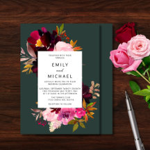 Burgund Forest Green Blush Floral Wasserfarbe