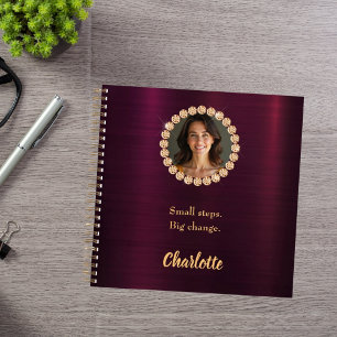 Burgund-Foto-Diamanten inspirierend Zitat Notizbuch