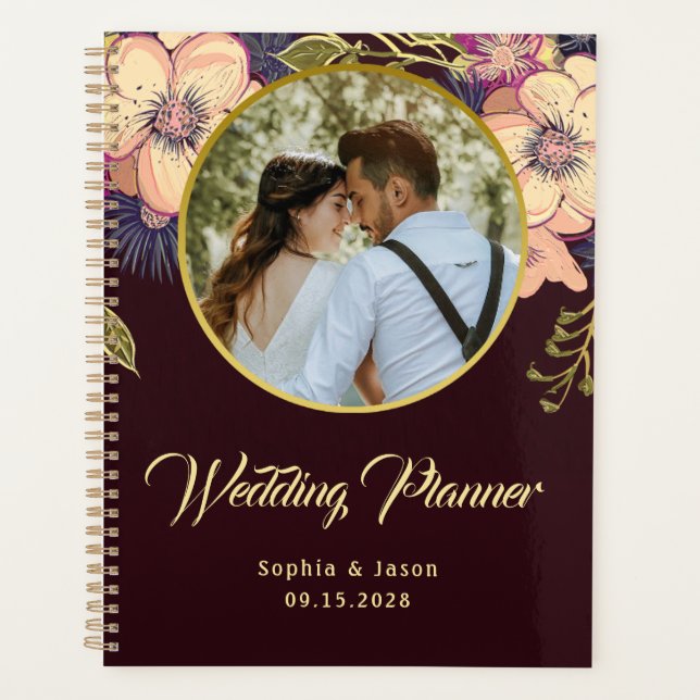 Burgund Foto Wedding Planner Planer (Vorderseite)