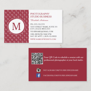 Burgund- Fotostudio-Monogramm Visitenkarte