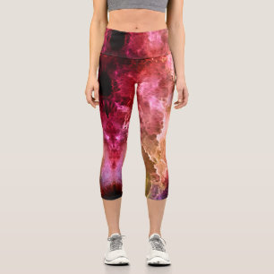 Burgund Fraktal Stormy Clouds Capri Leggings