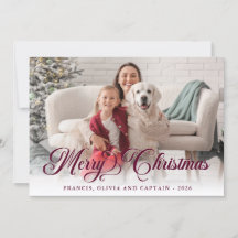 Burgund Frohe Weihnachten Hübsche Kalligrafie Foto