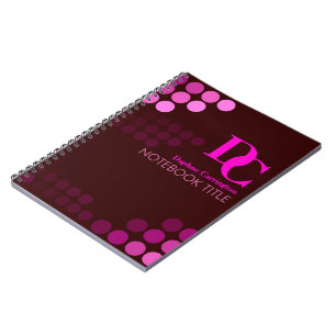Burgund Funky Pinke Punkte Monogramm Notizbuch Notizblock