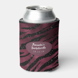 Burgund Glam Foil Glitzer Tiger Streifen Party Dosenkühler
