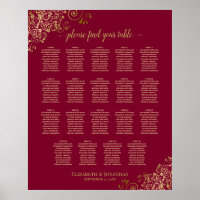 Burgund & Gold 19 Hochzeitstisch-Seating-Chart