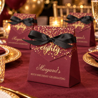 Burgund & Gold 80. Geburtstag Danke Favorit Geschenkschachtel