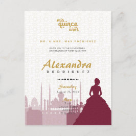 Burgund & Gold Arabian Quinceñera Foto Postkarte