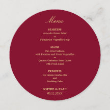 Burgund Gold-Beige Runde Hochzeitsmenü