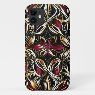Burgund Gold Blume Wiederholungsmuster Case-Mate iPhone Hülle
