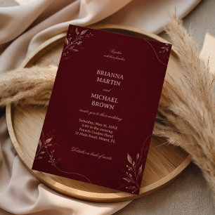 Burgund-Gold-Botanik Einladung