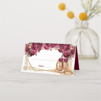 Burgund Gold Charra Quinceanera Cowboy Stiefel Platzkarte
