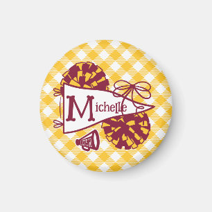 Burgund Gold Cheer Wimpel Personalisiert Spind Magnet