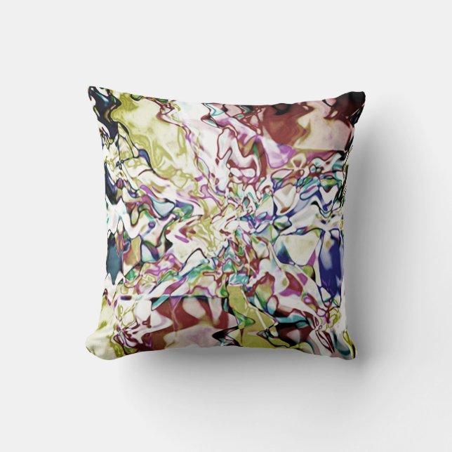 Burgund Gold Dark Blue Floral Painterly Abstrakt Kissen (Vorderseite)