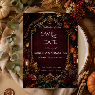 Burgund & Gold Dark Romance Hochzeit Save The Date