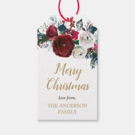 Burgund Gold elegante Weihnachtsblüte Geschenkanhänger